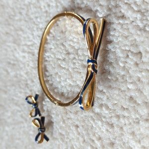 Kate Spade blue bow earrings bracelet